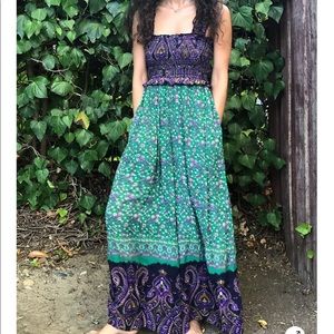 UO Olive Smocked Jumpsuit